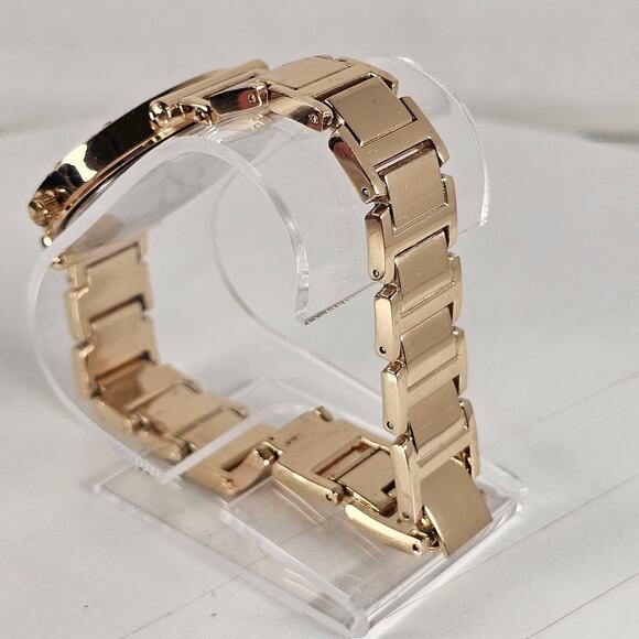 Women's Gold Tone Quartz Watch 34mm Crystal Bezel Silver Dial Bracelet Style - Picture 11 of 14